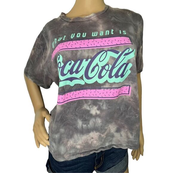 Coca-Cola Cropped Tie Dye Graphic Short Sleeve T-Shirt - Picture 1 of 4